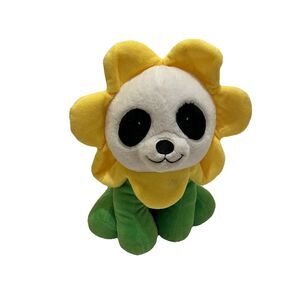 Applause Jazwares Yellow Green Sunflower Flower Plush 9" Smile Face Stuffed Toy